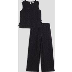 Black Other Sets Children's Clothing River Island Girls Lace Bow Side Crop Top Set - Black