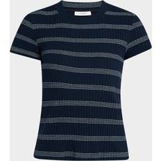 Blåa T-shirts Vince Stripe Short-Sleeve Crewneck Tee - Coastal Combo