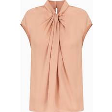 Silk - Women Blouses Giorgio Armani Ruched Silk Georgette Blouse - Pink