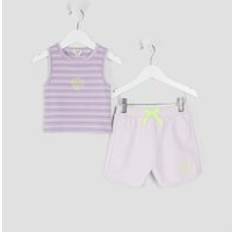 River Island Mini Girls Ribbed Set - Purple Stripe