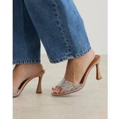 River Island Perspex Heeled Mule Sandals - Pink Pearl
