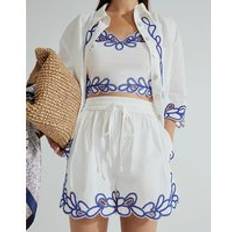 River Island Byxor & Shorts River Island Vita Poplin Shorts With Blue Cotton - Vit