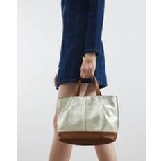 River Island Totes & Shopping Bags River Island Womens Gold Metallic Leather Shopper Bag - Gold