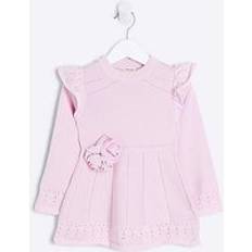 3-6M - Everyday Dresses River Island Mini Girls Flower Corsage Knit Dress - Pink