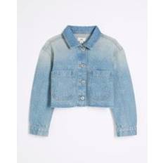 Buttons Jackets River Island Girls Blue Denim Heart Jacket - Blue Denim