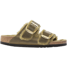 Birkenstock Arizona - Women Outdoor Slippers Birkenstock Arizona Big Buckle Shearling Oiled Leather - Green/Olive