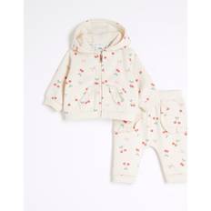 Beige Tracksuits River Island Baby Girls Cherry Zip Hoodie Set - Beige