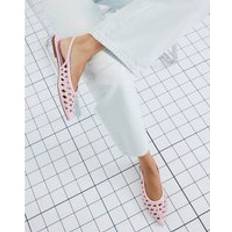River Island Womens Studded Laser Cut Pointed Flat Shoes - Pink