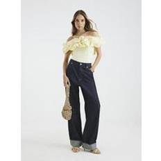Women - Yellow Blouses River Island Womens Yellow Short Sleeve Ruffle Bardot Top - Yellow
