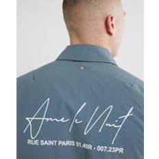 Men Jackets River Island Mens Logo Ripstop Padded Shacket - Light Blue