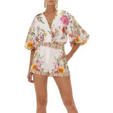 Blomstrede - Dame Shorts Camilla Floral High-Rise Belted Shorts - White