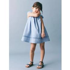 Mango Kira Embroidered Detail Dress - Pastel Blue