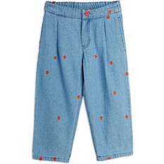 Mini Rodini Kids Embroidered Hearts Organic Cotton Jeans - Blue