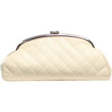 Chanel Clutches Chanel Leather Silver Hardware Clutch Bag - White