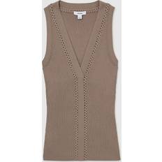Reiss Outerwear Reiss Craft Stitch Detail Knit Vest - Mink