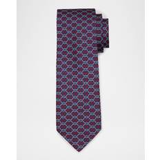Corbatas Ferragamo Gancini Print Silk Tie - Navy