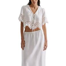 Rich Broderie Anglaise Top - White