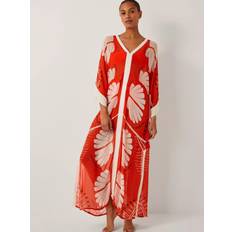 Viscose Swimsuit Cover-Ups & Sarong Wraps Monsoon Nara Leaf Print - Kaftan/Rust