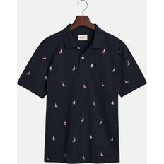 Round Polo Shirts Gant Men Embroidered Graphic Polo Shirt - Evening Blue