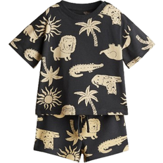 Gula Övriga sets H&M 2-delat Set Med T-shirt Och Shorts - Mörkgrå/Lejon