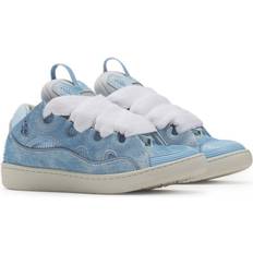 Lanvin Curb Denim-Effect Leather Sneakers - Denim Blue