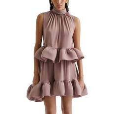 Malina Kläder Malina Lune Halterneck Frilled Hem Blouse - Brun