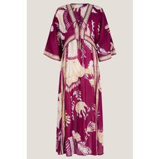 Multifärgade - Oversize Klänningar Monsoon Amisha Oversized Palm Print Midi Dress - Burgundy