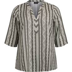 Linne Blusar Zizzi Linneblus vBitten 3/4 - Grön