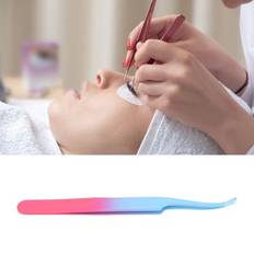 Cosmetics Lash Tweezers Thin Flat Handle - Blue Pink