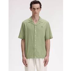 Fred Perry Oxford Shirts Fred Perry Cotton Blend Regular Fit Revere Collar Check Shirt - Olive Mint