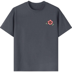 Grey T-shirts Children's Clothing Shein Casual Printed Round Neck Pullover Short Sleeved T-Shirt - Summer