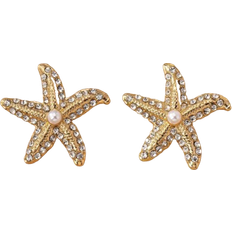 Shein 1 Pair Glitzy Rhinestone Starfish Stud Earrings, High-End Women's Earring Accessories For Daily Wear And Vacation