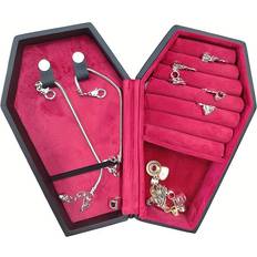 Black Jewellery Boxes SRJ STAR High-Capacity Luxury Portable Jewelry Organizer Box - Faux Leather