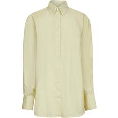 Toteme Raw-Edge Raglan-Sleeve Button-Down Shirt - Lightpastel Yellow