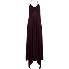 Long Dresses - Viscose Alaïa Draped Halter Backless Gown - Burgundy