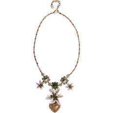 Dolce & Gabbana Halsband Dolce & Gabbana Guld Lily Kristall Hängsmycke Halsband One Size