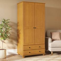 Pine 2-Door Double with Drawers HPT014 Wardrobe