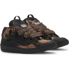 Lanvin Unisex Shoes Lanvin Curb Washed Denim Sneakers - Black/Beige