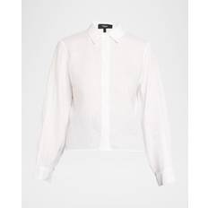 Linen Shirts - Pleats Theory Button-Front Linen Shirt - White