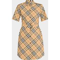 Burberry Dresses Burberry Check Short-Sleeve Belted Mini Shirtdress - Sand IP CHECK