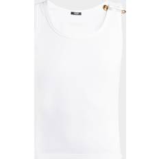 Versace Tank Tops Versace Medusa Safety-Pin Cotton-Stretch Rib Tank Top - Optical White