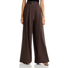 Helmut Lang Wide Double-Pleat Trousers with Belt - Espresso