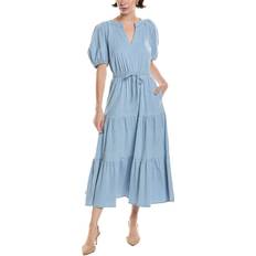 Tiered Puff Sleeve Midi Dress