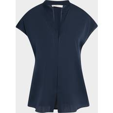 Boat Neck Blouses Vince Cap-Sleeve Blouse with Hidden Placket - Coastalblack