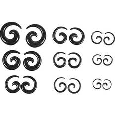 Black Piercings Sodial Acrylic Spiral Taper Tunnel Ear Stretcher Expander Plugs - Black