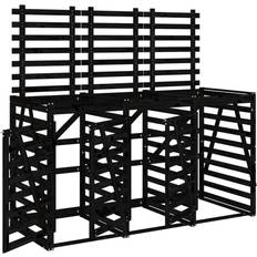 Outbuildings vidaXL Triple Wheelie Bin Storage Black Wood Pine (Building Area )