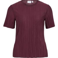 Plisseret T-shirts Vila VIPlisa O-Neck S/S Top - Burgunder