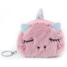 Pink Coin Purses Dsport Creative Mini Cartoon Plush Unicorn Coin Purse - Pink
