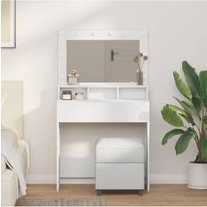 Pines Dressing Tables Berkfield Home White with LED Lights 79 x 41 x 135 cm Dressing Table