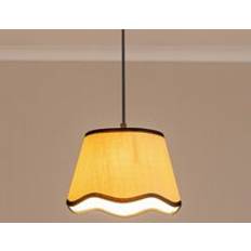 Black Lamp Parts ValueLights Dutton Natural Fabric Scallop Edge Small Lamp with LED Bulb - Black - One Size Shade